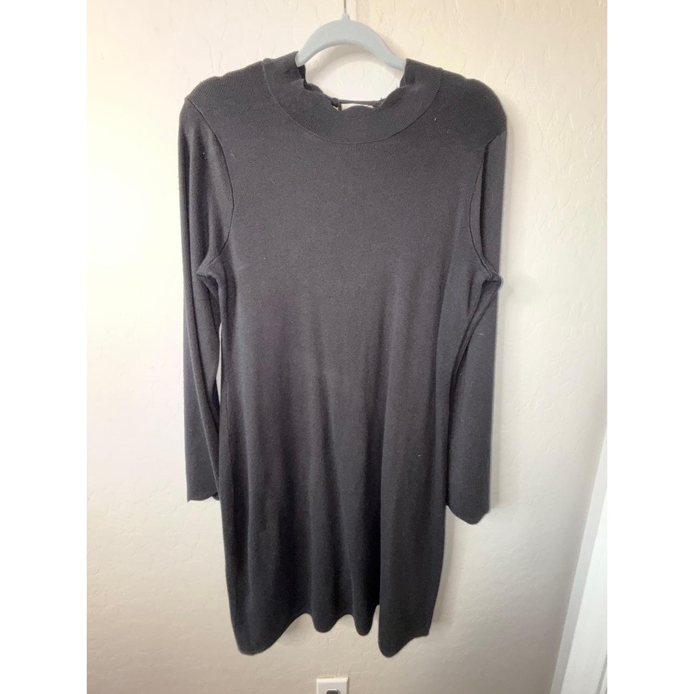 Free Assembly Dress Womens Large Black Long Sleeve Crew Neck Minimalist Modern